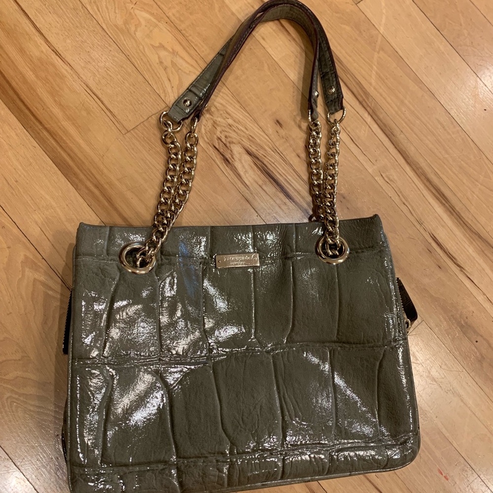 Kate Spade gray crocodile purse